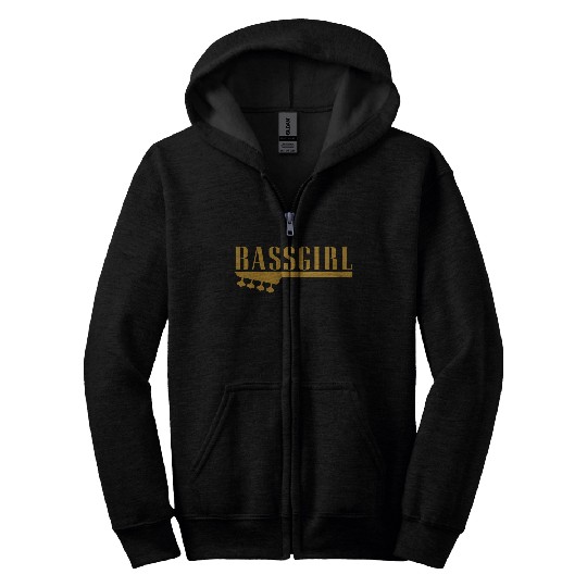 Bass Girl in Band Orchestra Music Train School Orchestra Zip Hoodies