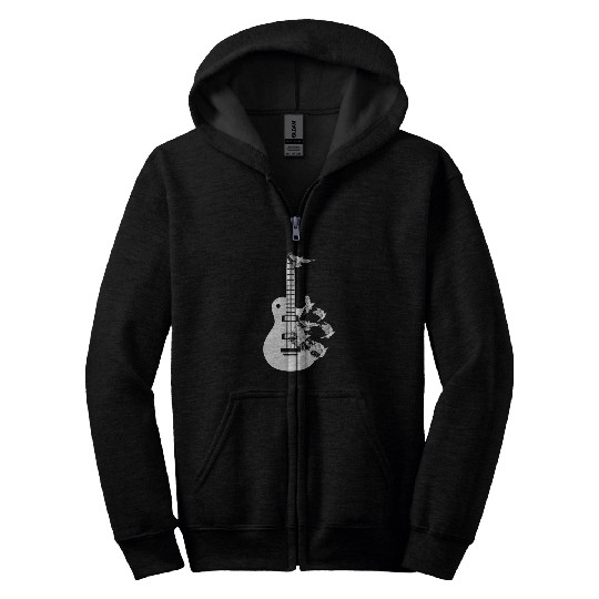 Guitar Birds Flying Guitar Player Musician Trendy Music Love Zip Hoodies