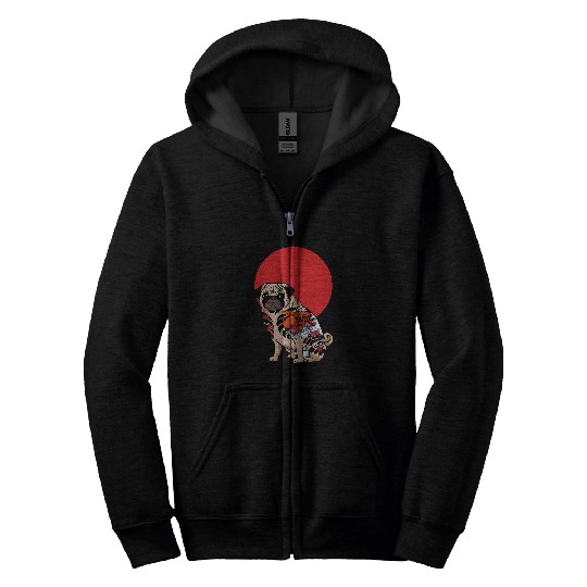 Yakuza Pug Tattoo Zip Hoodies