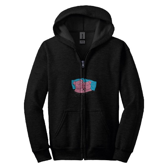 Matching Pig Pajama Valentines Day Women Men Couples Zip Hoodies