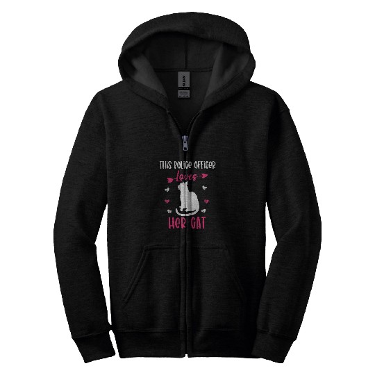 This Police officer Loves Her Cat Funny Cat Owner Zip Hoodies