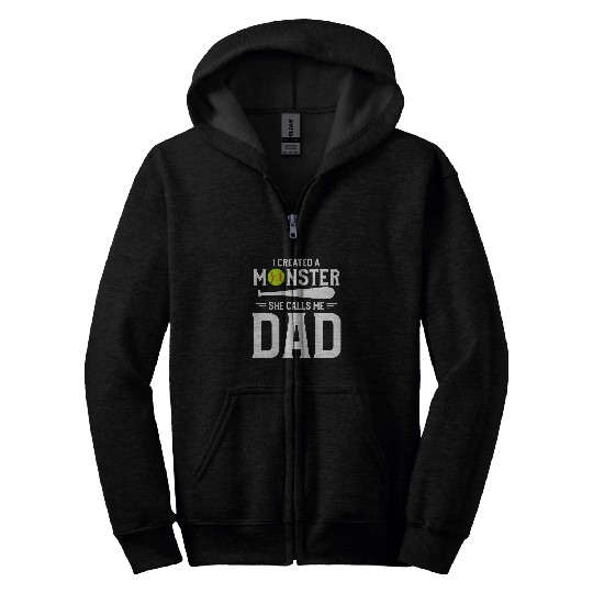 I Created A Monster She Calls Me Dad Funny Softball Daughter Zip Hoodies