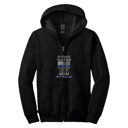 Womens s Flag Graphic for Mom of Police Mothers Day Oversized Zip Hoodies