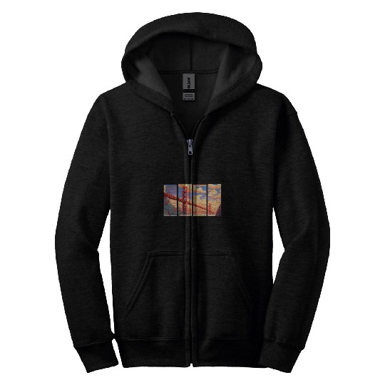 SF Golden Gate Bridge Beautiful Sky Iconic Fog City Zip Hoodies