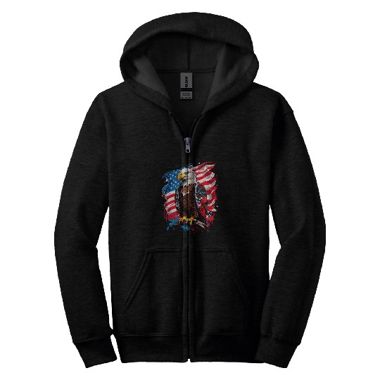 USA Flag Bald Eagle American Flag 2 Zip Hoodies