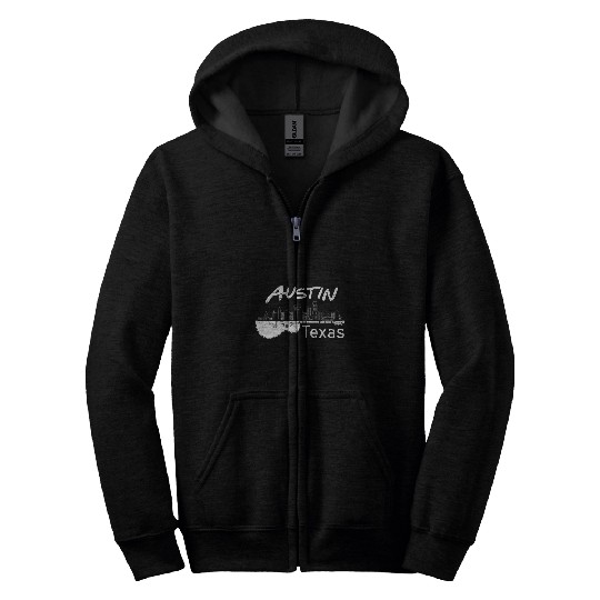 Austin Texas Souvenir Guitar Music Lover Men Austin Zip Hoodies