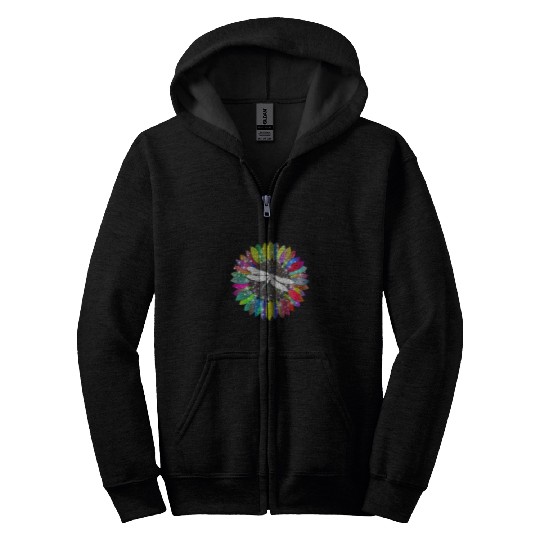 Cute Graphic Skeeter hawk and Flower Design Zip Hoodies
