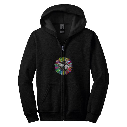 Cute Graphic Skeeter hawk and Flower Design Zip Hoodies