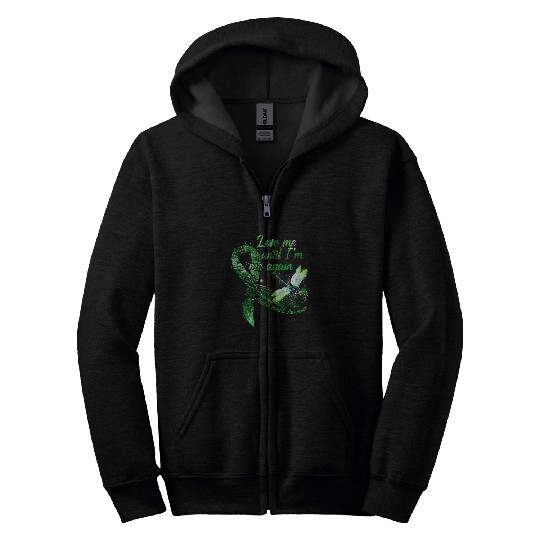 Dragonfly Green Ribbon Mental Health Matters Awareness Zip Hoodies