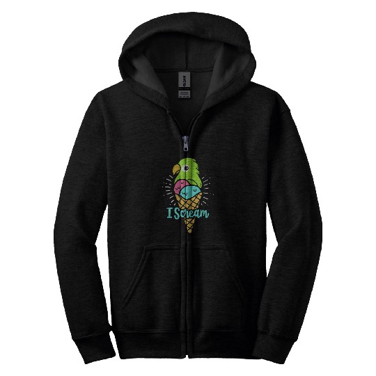 I Scream Ice Cream 2Parrot Bird Nerd 2Cockatiel Zip Hoodies