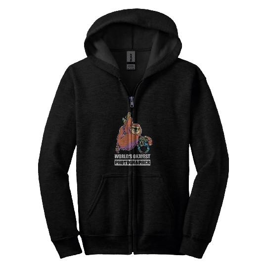 Sloth Pet World s okayest photographer sloth hanging from tree with Zip Hoodies