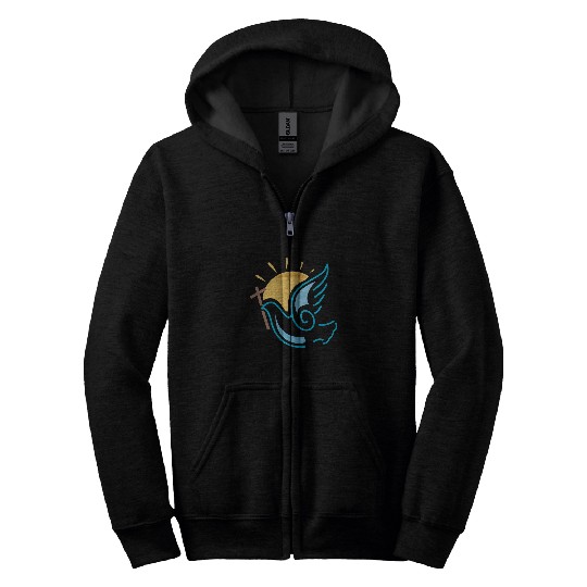 Pentecost Doves Tongues of Fires Flame Acts Holy Spirit Gifts Zip Hoodies
