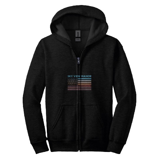 vintages Sunset American Flag Sky View Manor New Jersey Zip Hoodies