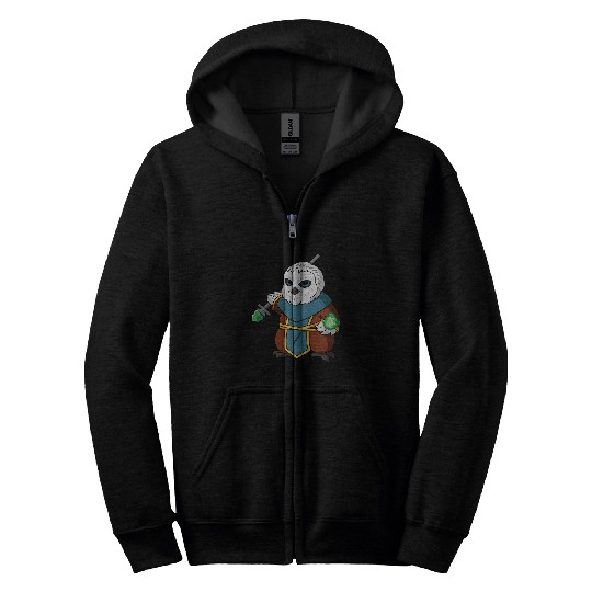 Owl Pet Warlock Owl RPG Gaming Funny Nerdy Geeky Gamer Zip Hoodies