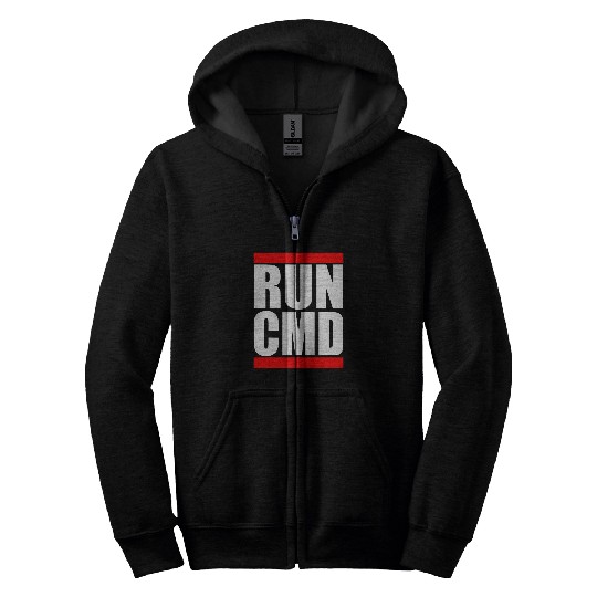 Run CMD Funny Software Developer Programmer 1 Zip Hoodies