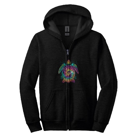 Turtle Pet Ocean Animal Tribal Tie Dye Sea Animal Maori Turtle Zip Hoodies