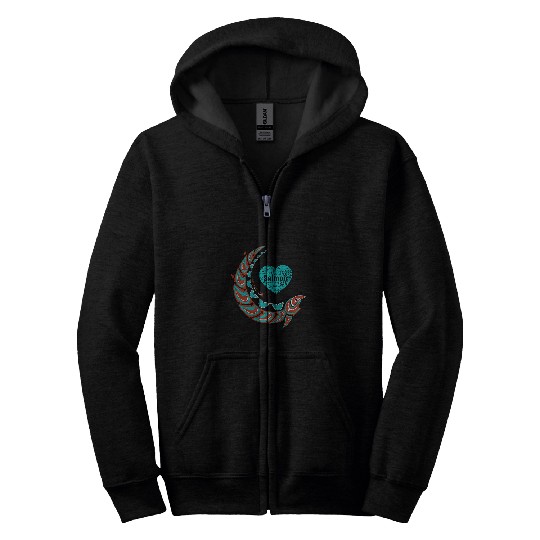 Pacific Northwest Salmon Fishing Design Zip Hoodies