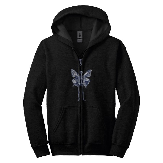 Fairy Grunge Fairycore Cottagecore Skeletons Butterfly Gothic Zip Hoodies