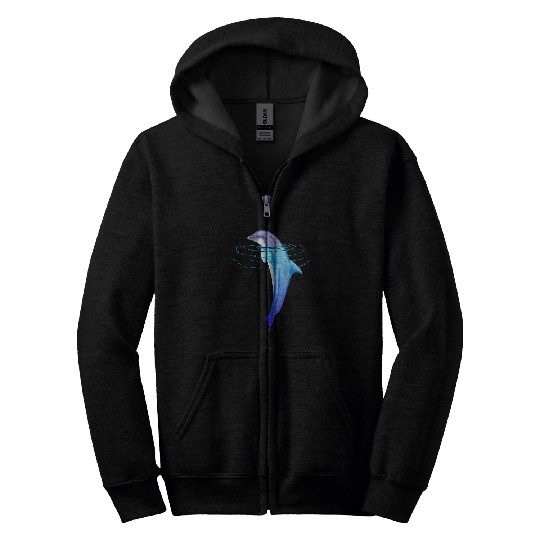 Dolphin Art Ocean Life Zip Hoodies