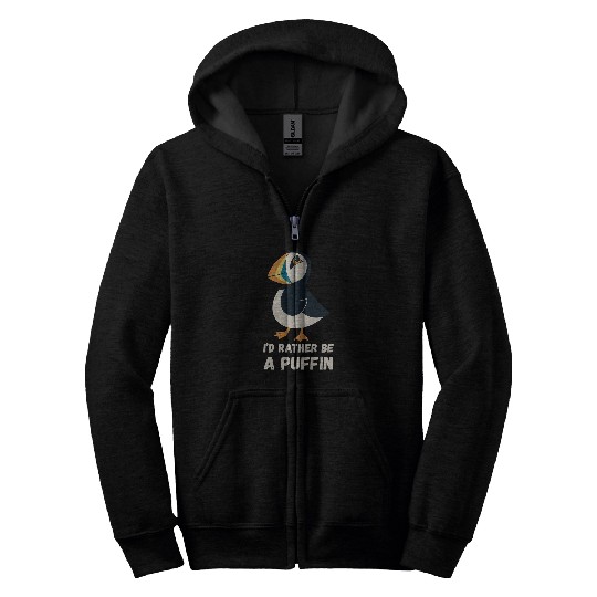 Id Rather Be Puffin Lover Iceland Animal Seabird Lover Zip Hoodies