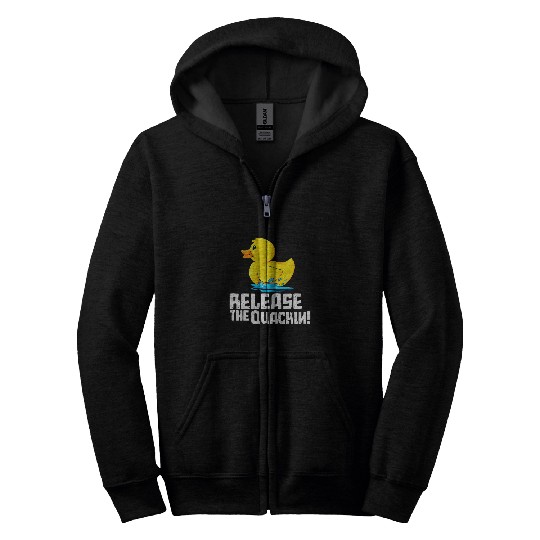 Duck Pet Release The Quckin Duck Gift Rubber Ducky Zip Hoodies