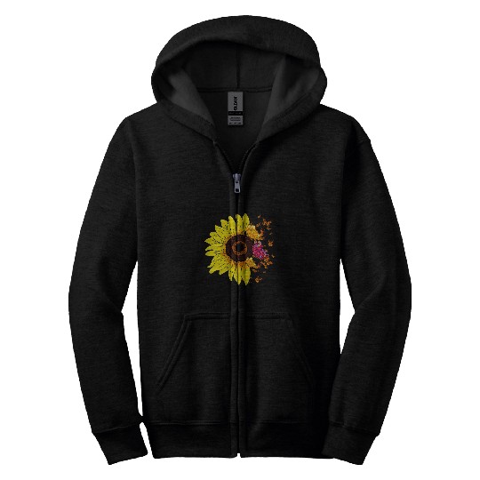 Flower Blossom Insect Botanical Garden Butterfly Sunflower 21 Zip Hoodies