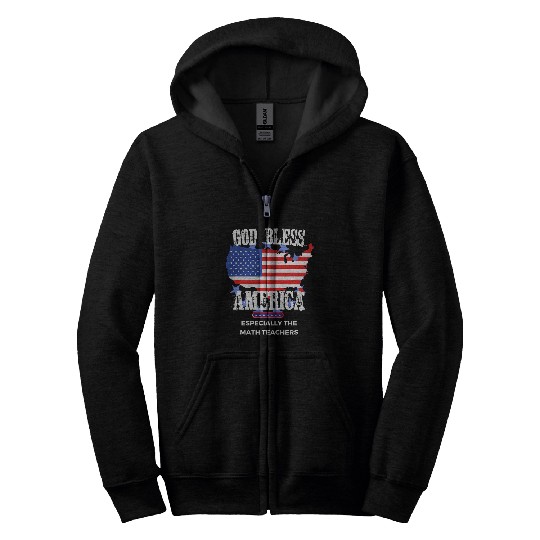 God Bless America Especially Math Teachers Zip Hoodies