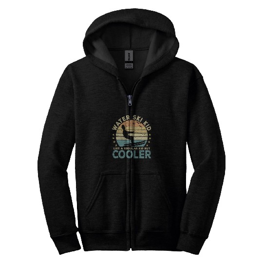 Skiing Ski Funny Water Ski Kid Water Sports Water Skiing Zip Hoodies