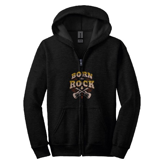 Guitar Player Born To Rock Band Rock Roll Bass Guitar String Zip Hoodies