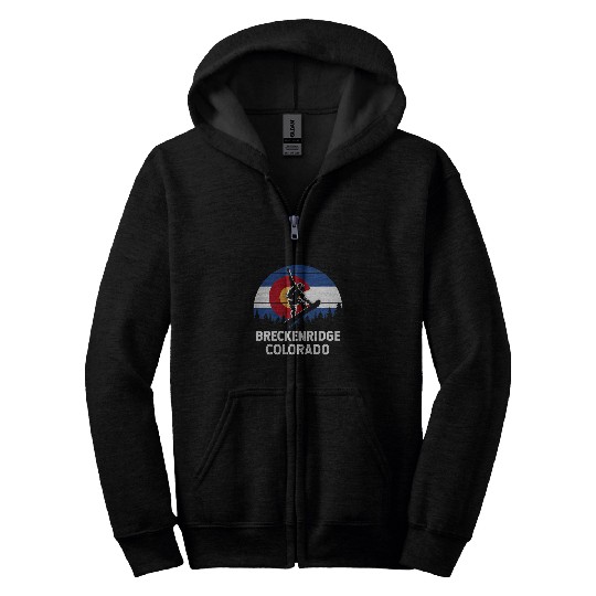 Skiing Ski Breckenridge CO Mountain Town Snowboarding Zip Hoodies