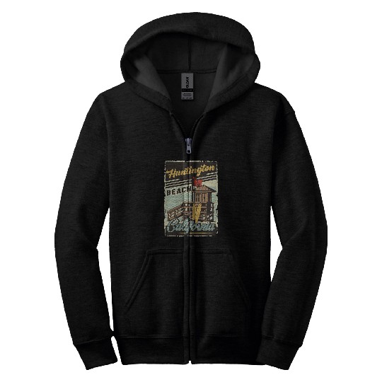 Surf Life vintages Retro Huntington Beach californiasSunset Surf Gift Zip Hoodies