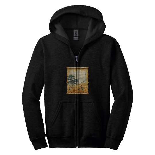 Farming Papyrus Scroll Japanese Art Farmer Rice Field 216 Zip Hoodies
