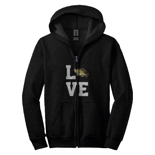 Fishing Love Crappie Fishing Outfit Freshwater Pan Fish Fisher Zip Hoodies