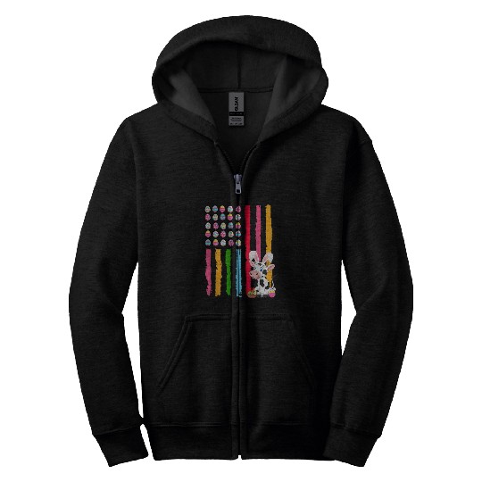 American Flag Easter Eggs Bunny Cow Eggs Basket Farmer Zip Hoodies