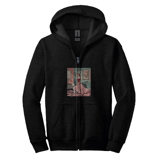 50s Style Poodle Skirt Dance vintages Twirls Graphic Zip Hoodies