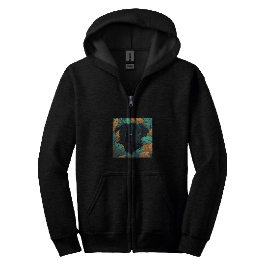 Flat Coated Retriever Dog Dad Plant Lover Hiding in Leaves Zip Hoodies
