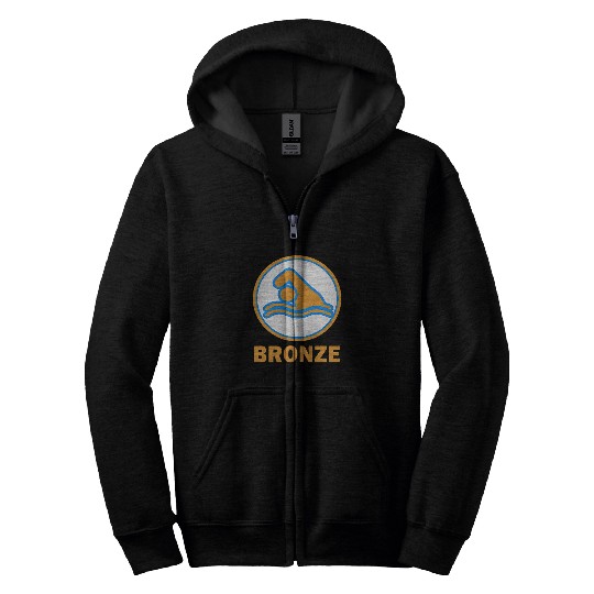 Swimming Pool Bronze Test Passed Swimming Badge Bronze Float 2 Zip Hoodies