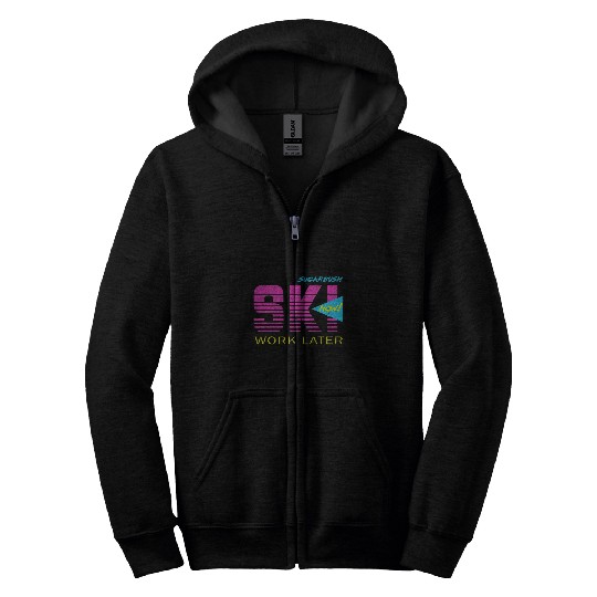 Skiing Ski Sugar Bush Skiing Retro 80s Vermont Ski Tee Zip Hoodies