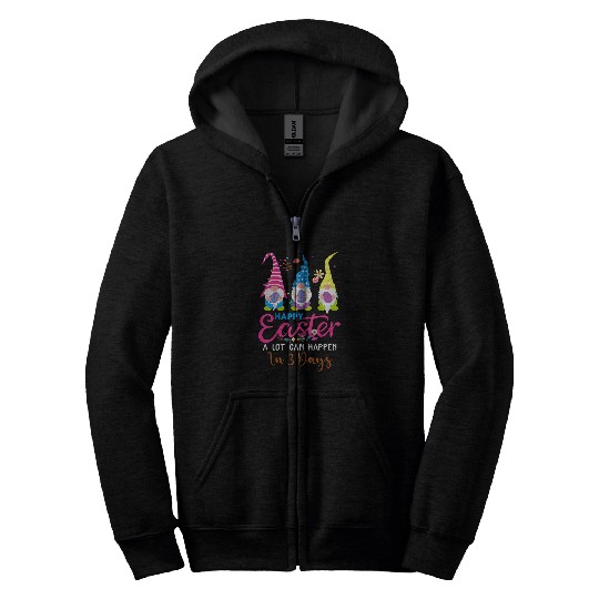 A lot Can Happen In 3 Days Hallelujah Easter Gnomes Womens Zip Hoodies