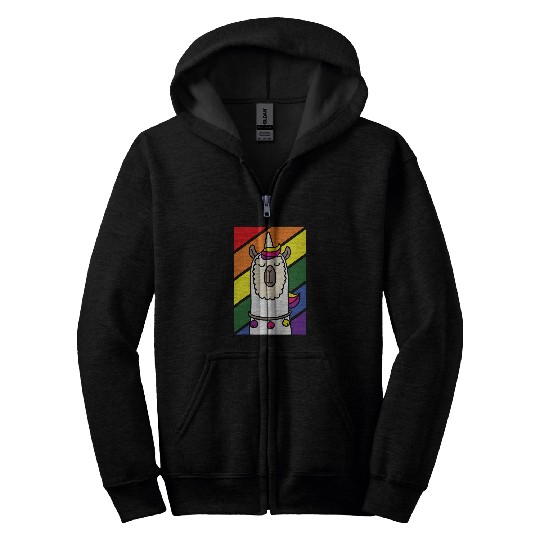 LGBT Pride Gay Llama LGBTQ Funny Alpaca Unicorns Rainbow Pride Ally Zip Hoodies
