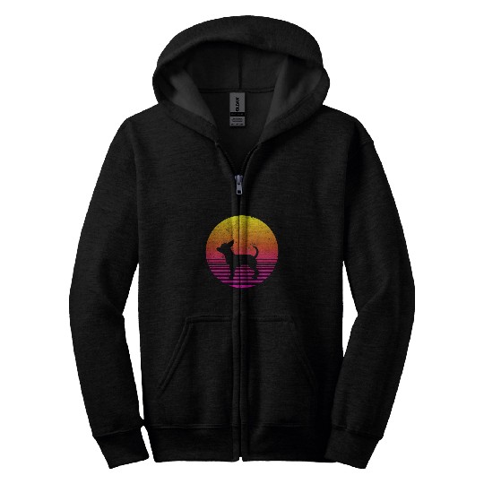 Chihuahua Dog vintages Retro 70s 80s Chihuahua Dog 1 Zip Hoodies