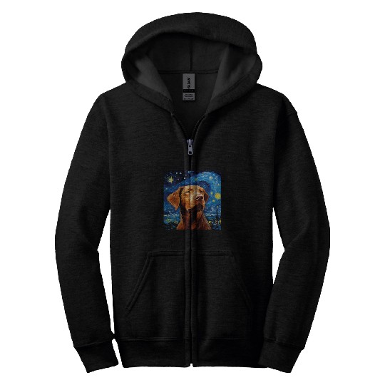 Chesapeake Bay Retriever Starry Night For Dog Mom Dog Dad Zip Hoodies