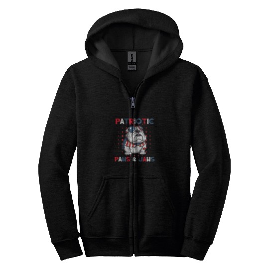4th of July Bulldog Patriotic Paws Jaws Design Zip Hoodies