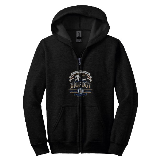 bigfoots Dog Walker Border Collie Funny Cryptozoology Gift Zip Hoodies
