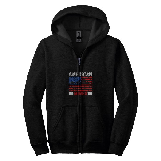 American Coal Miner Patriotic USA Flag Underground Mining 1 Zip Hoodies