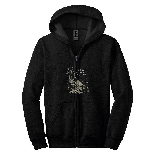 Hit Me Like A Hurricanes Countnry Music Western Cactus Zip Hoodies