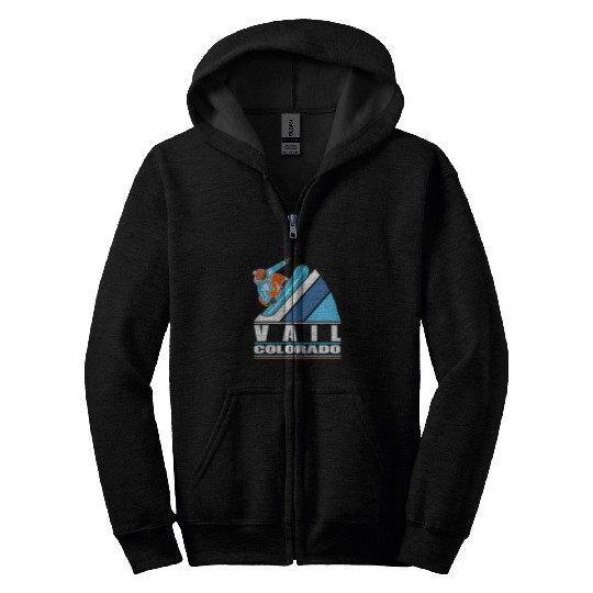 Skiing Ski Vail Colorado vintages Snowboarder Zip Hoodies