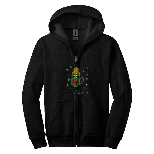 Feliz Cactidad Small Christmas Cactus In Poinsettia Mug Zip Hoodies