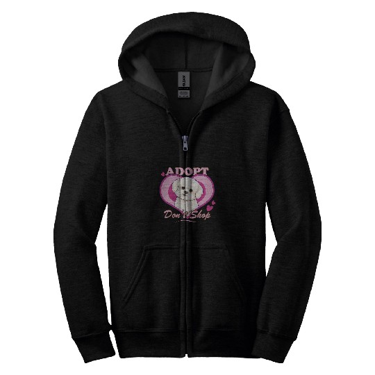 Adopt Dont Shop Bichon Frise Dog Rescue Adoption Zip Hoodies