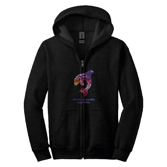 CarmelbytheSea CA Orca Killer Whale Native American Zip Hoodies